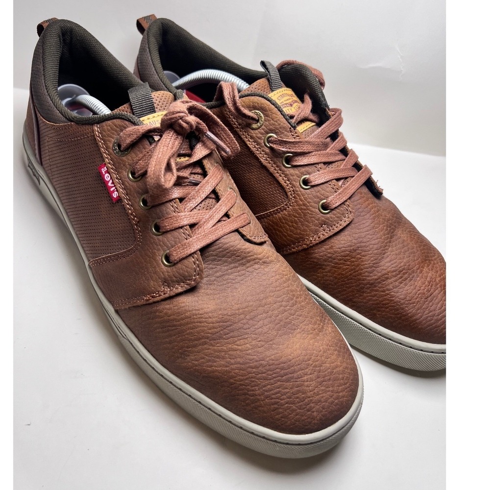 Levis Strauss Mens Size 13 Brown Faux Leather Low Comfort Sneakers Casual B4